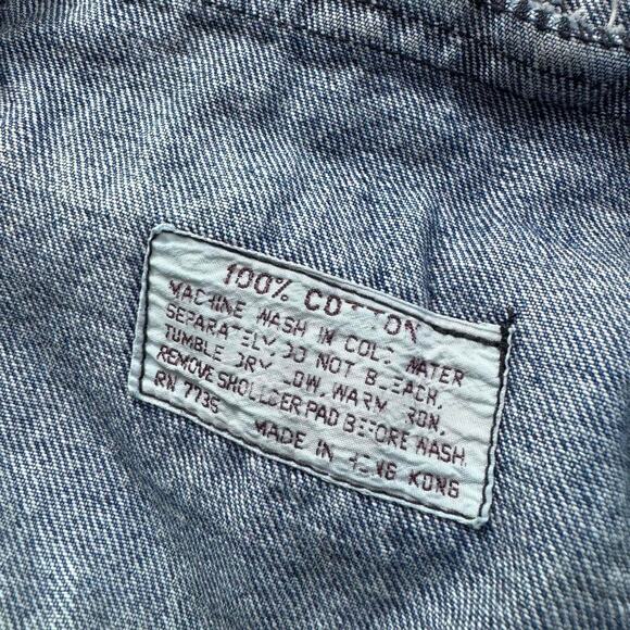 Vintage Denim Oversized Jacket One Button Shawl Collar Western Fishermancore - Picture 6 of 8